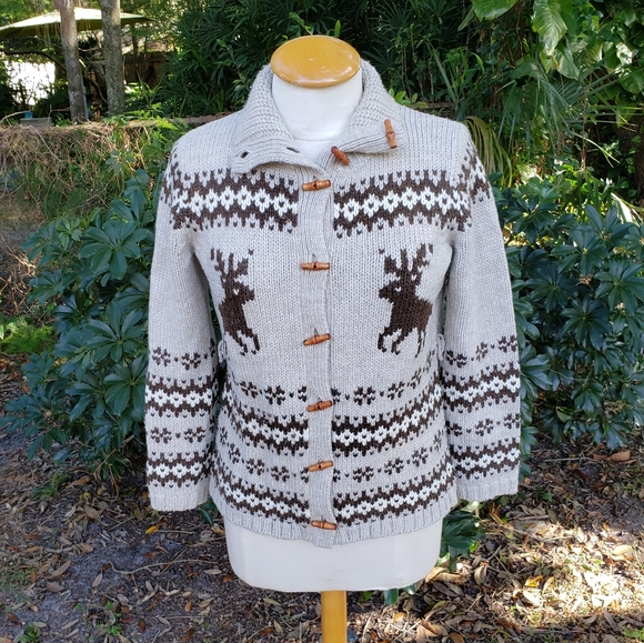 Eddie Bauer Sweaters - Eddie Bauer Merino Wool Nordic Cardigan Sweater